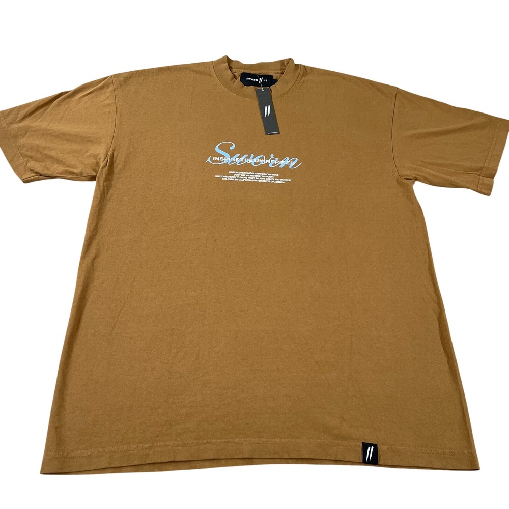 Sworn‎ to Us Men's T-Shirt Brown Believe Something Better Size Large NEW NWT